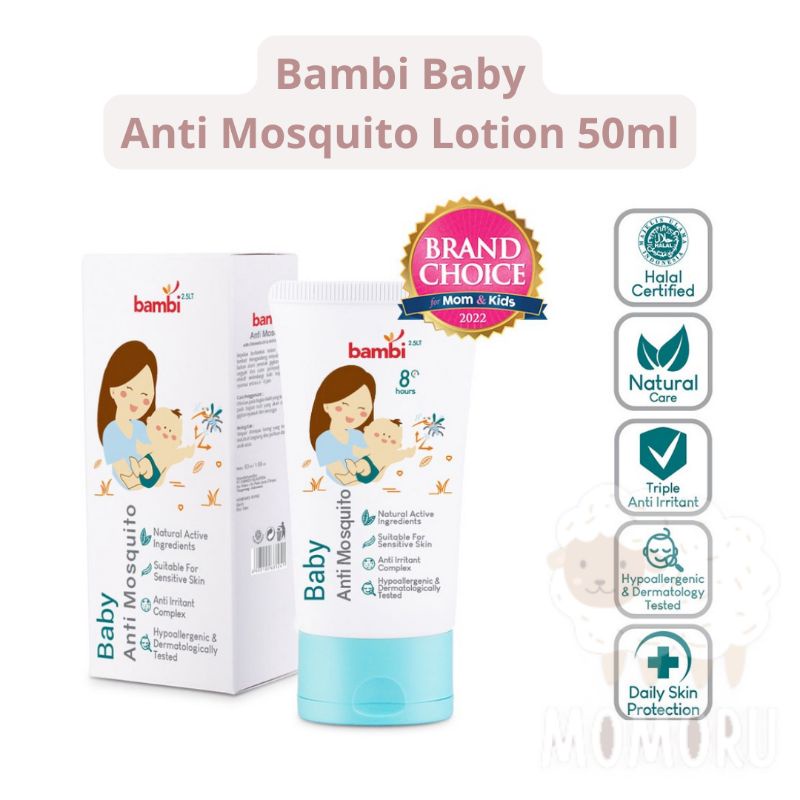 Bambi Baby Anti Mosquito Lotion with Citronella Oil &amp; Anti Irritant Complex 50ml Lotion Anti Nyamuk Bayi