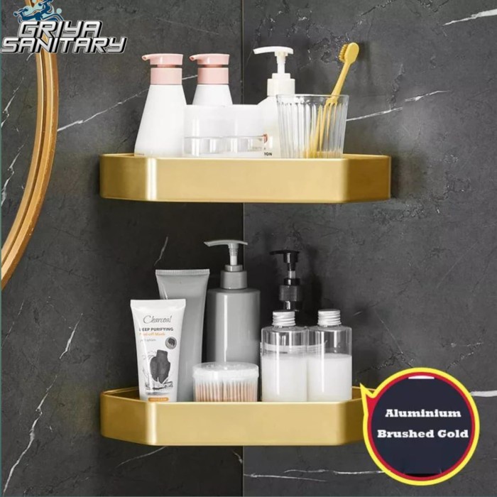 Mandi Rak Shampoo / Rak Sabun / Rak Sabun Sudut Toilet Kamar Mandi Gold