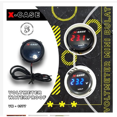 VoltMeter Aki model Bulat Mini Sepeda Motor universal Motorcycle