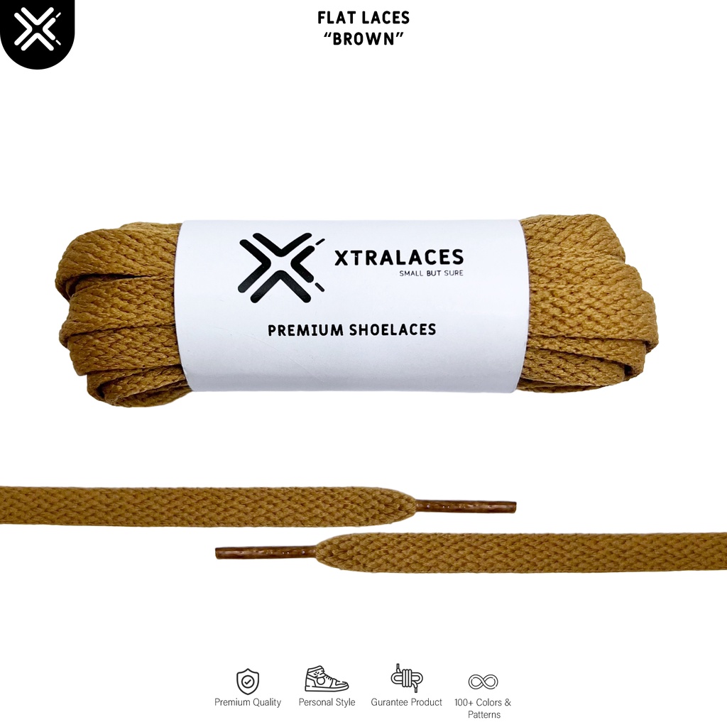 TALI SEPATU GEPENG COKLAT (FLAT LACES) | PREMIUM SHOELACES