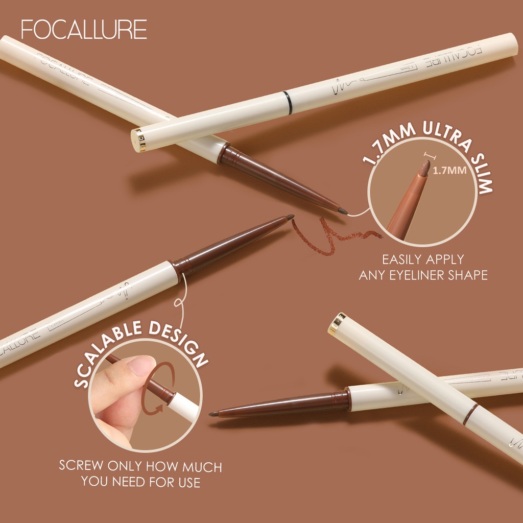 FOCALLUER 2PCS Eyes Makeup set Multi-Use Eyebrow Powder &amp; Waterproof Long-lasting Gel Eyeliner