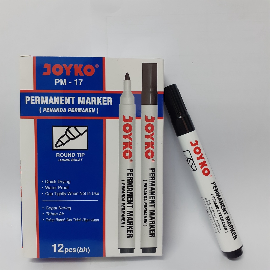 Spidol Permanent warna Hitam, Spidol Joyko. permanent marker