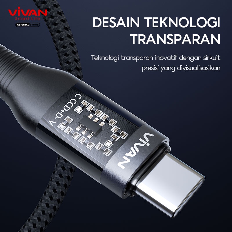 VIVAN Kabel Type C to iPhone / Type C to Type C 60W Fast Charging Power Delivery Explore-CL Support iPhone 13 Notebook-Garansi Resmi 1 TAHUN