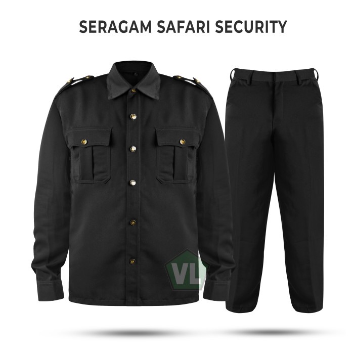 Seragam Safari Setelan Safari Baju Safari Security Satpam Supir - Coklat, S