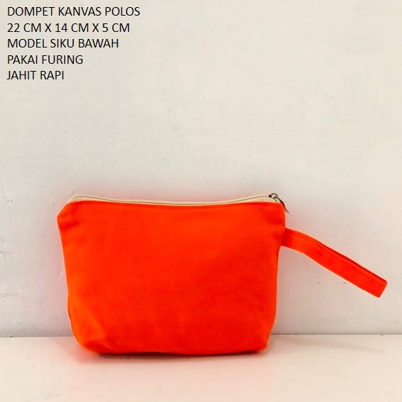 DOMPET KANVAS POLOS POUCH KANVAS WARNA ORANGE. Riens Collections