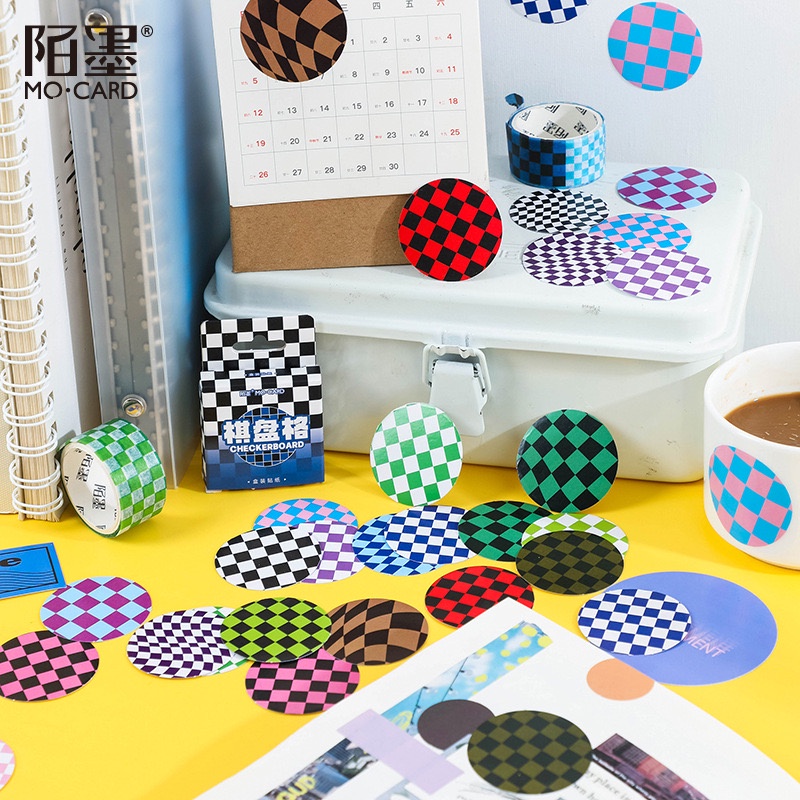 [kstuffind] 46 pcs Sticker Kotak Gradasi Aesthetic self adhesive arts Dekorasi Photocard Lucu Warna Warni Gradation Scrapbook hias kotak checkerboard DIY Aesthetic Toplader Decoration Journal Jurnal Stiker PC Koleksi Murah Gemas Deco