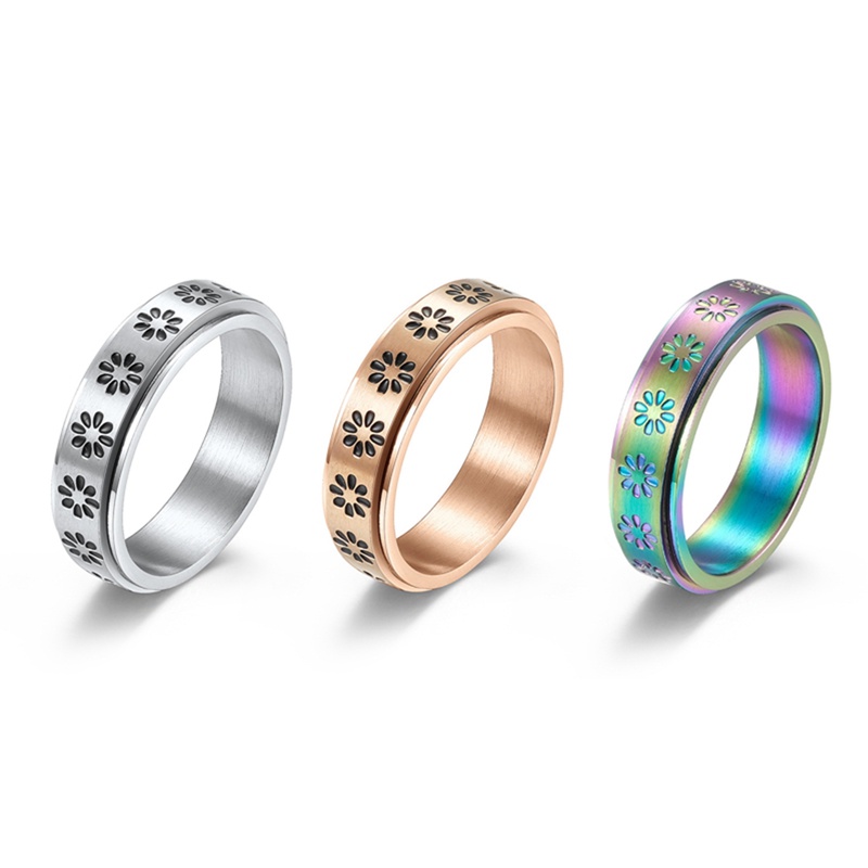 Cincin Kecemasan Untuk Wanita Pria Unisex Spinner Fidgets Rings Baja Titanium Berputar Bebas Berputar Anti Stres Perhiasan Hadiah