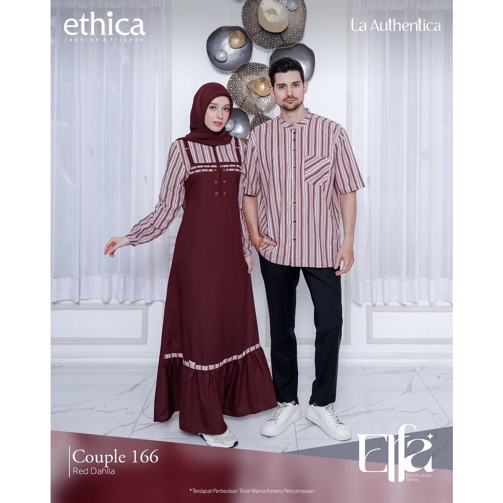 Ethica Couple 166 Red Dahlia / Kahfi 253 - Ayumi 360 / Fashion Muslim Couple Ethica Terbaru 2023