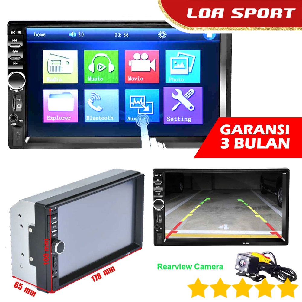 Head Unit Mobil Audio Video Layar Sentuh 7 Inci 2 Din Kamera Parkir