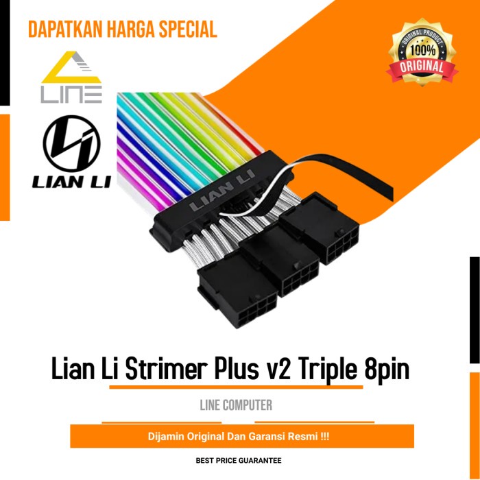 Jual LIAN LI STRIMER PLUS V2 RGB TRIPLE 8 PIN PSU CABLE RTX 30 Extens ...