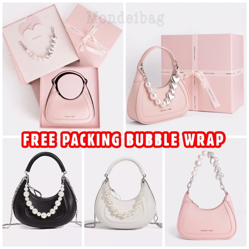 ORIGINAL  Charles&k3ith pearl lovely giftset hobo shoulder bag with box / tas wanita cnk c&k ck gift