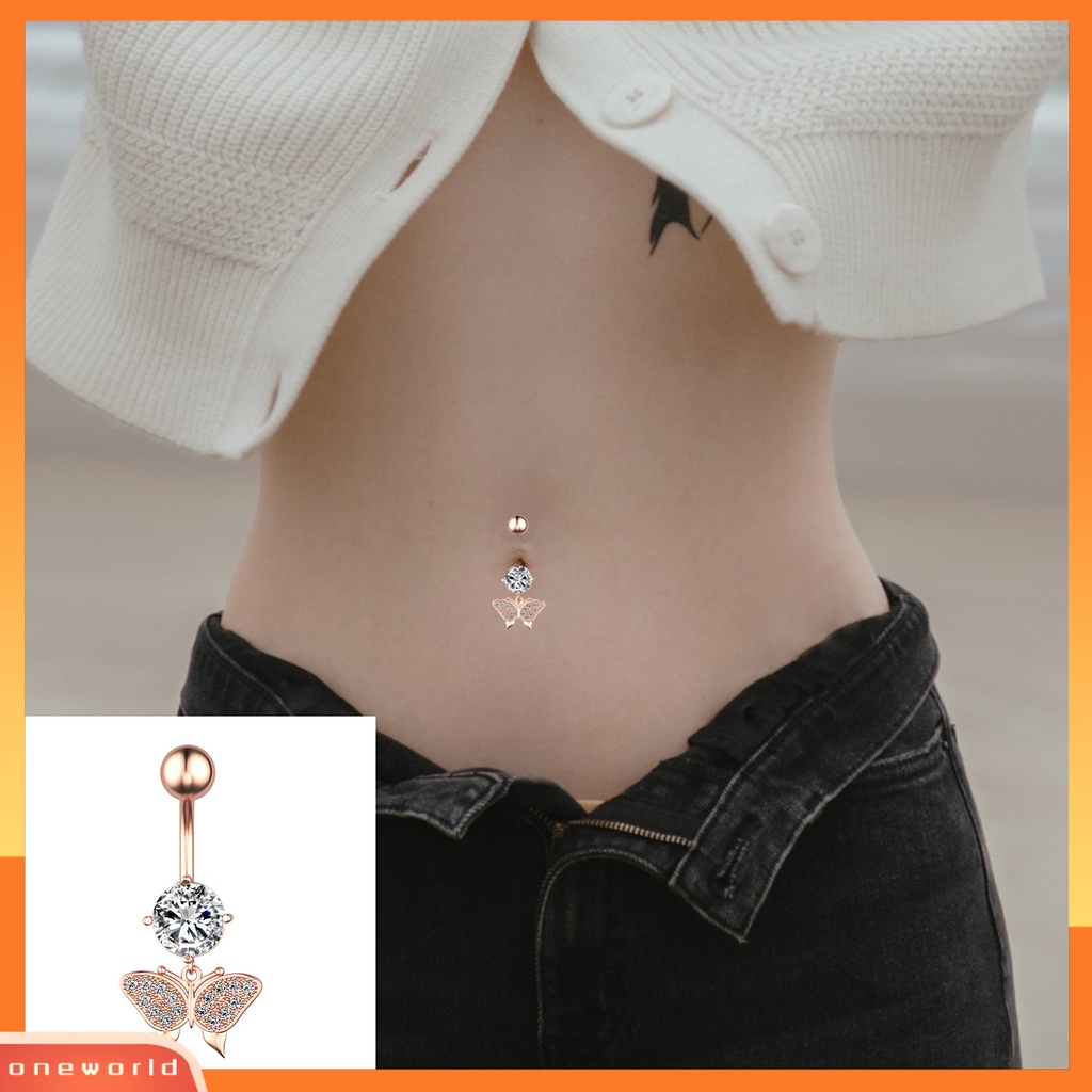 [oneworld] Belly Button Nail Charming Praktis Desain Busur Tinggi Dipoles Permukaan Halus Tindik Pusar Kuku Tubuh Perhiasan