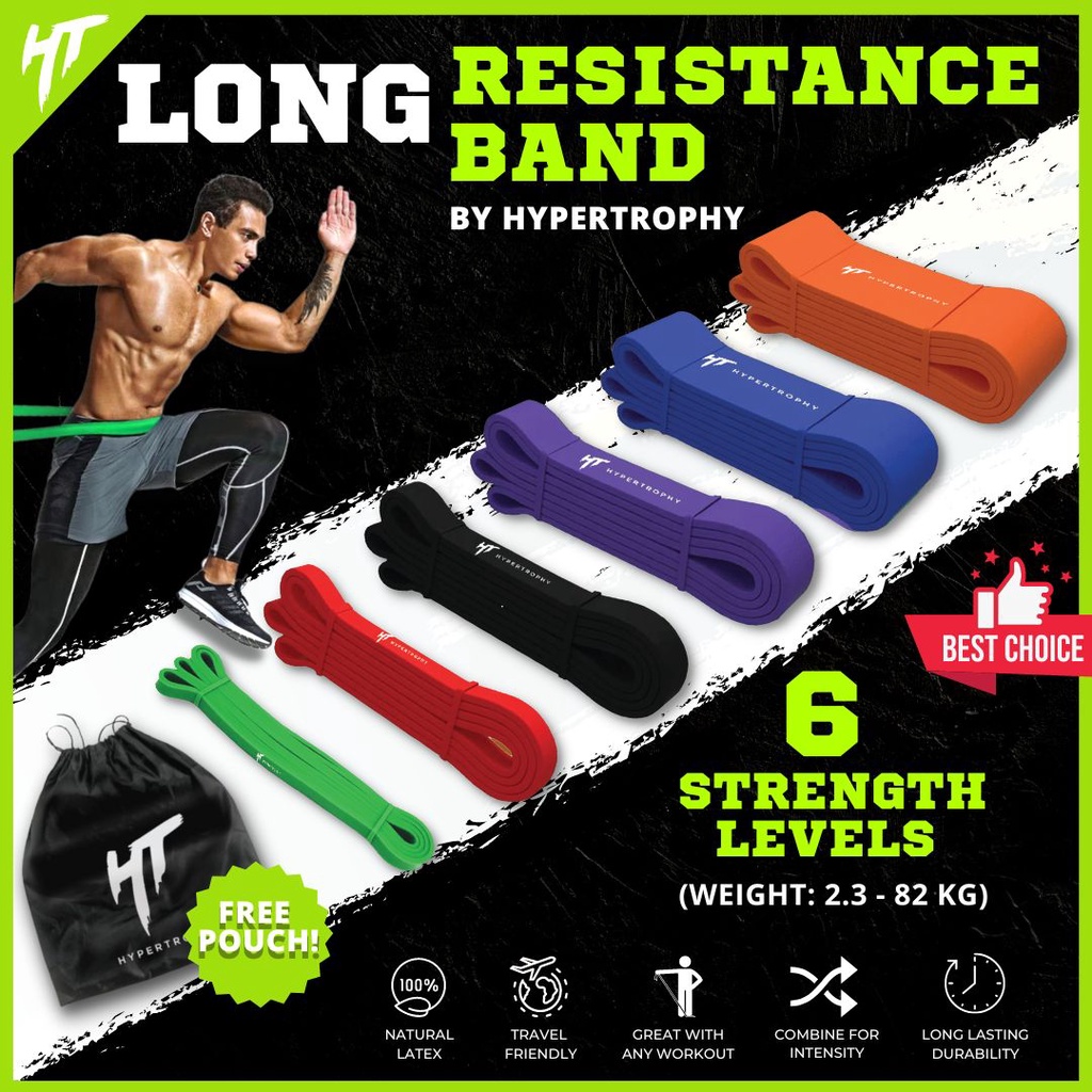 Resistance Power Band Premium Latex HYPERTROPHY | Alat Fitness Full Body Home Workout Gym Portable Set