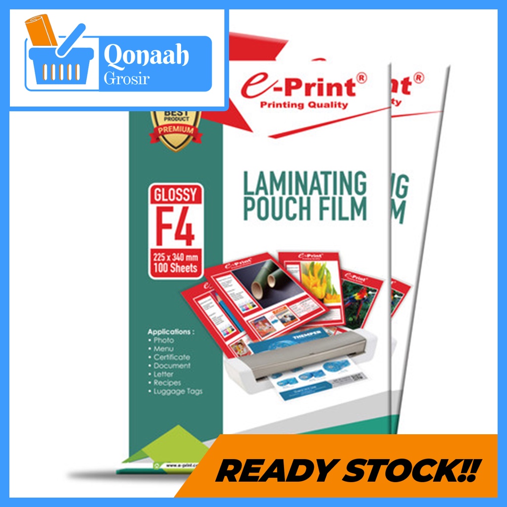

Plastik Laminating POUCH FILM Glossy F4 225 X 340 mm E-Print