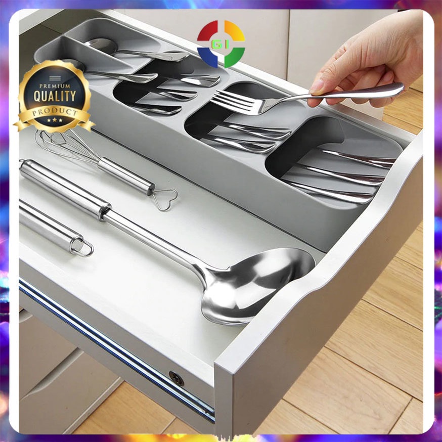 Rak Organizer Dapur Tempat Sendok Garpu Tableware Gray