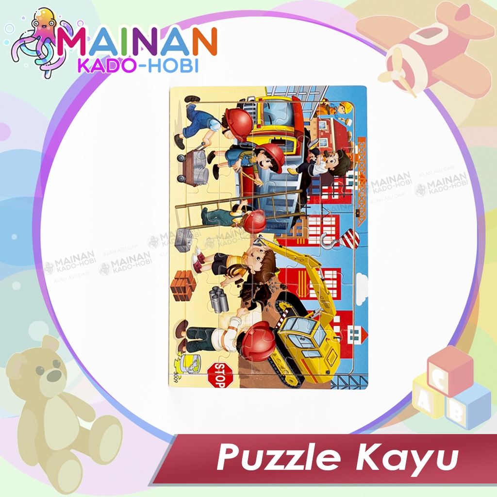 MAINAN EDUKASI ANAK PUZZLE KAYU 3D KARAKTER KONSTRUKSI CONSTRUCTION