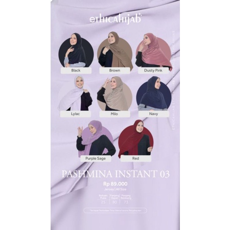 Ethica Hijab Kerudung Pashmina Instant 03 Pasmina Instan 03