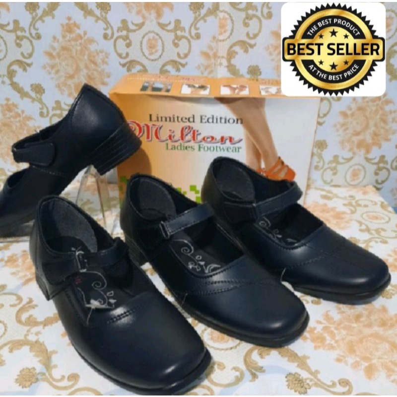 Sepatu Pantopel wanita MILTON  Paskibra Hak  Hitam
