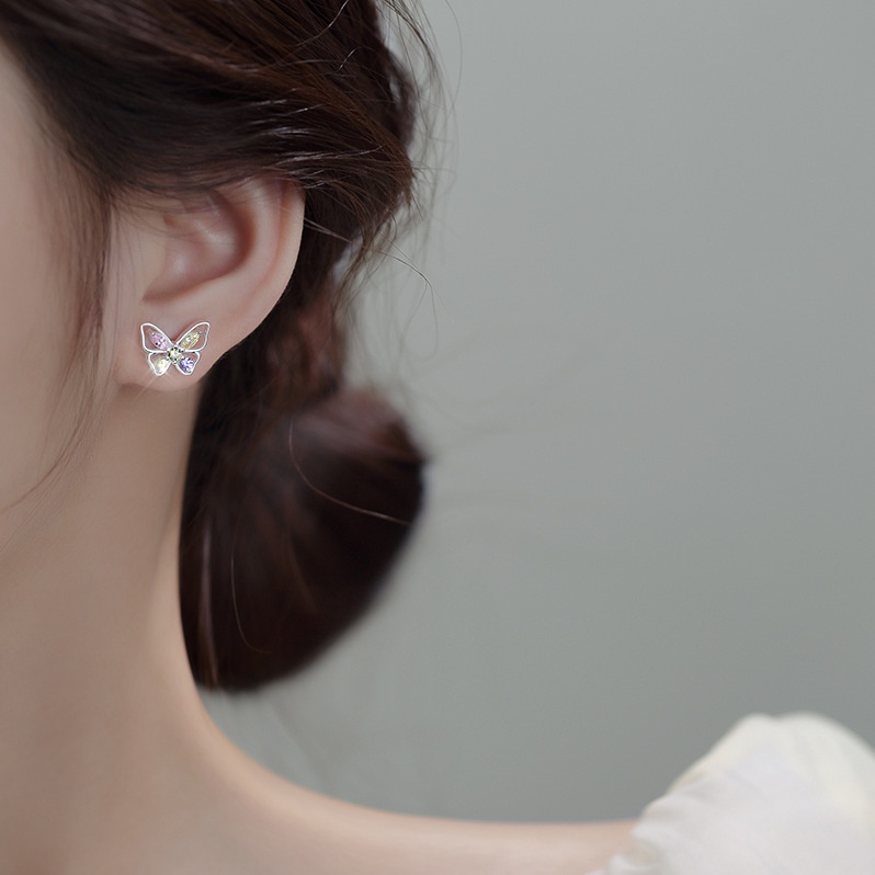 Bros Anting Kalung Kupu-Kupu Zircon Korea Untuk Perhiasan Wanita HELLOGIRLJEWELRY