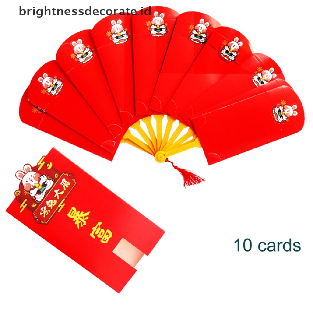 [Birth] 2023tahun Baru Kreatif Amplop Merah Bentuk Kipas Hongbao Chinese Spring Festival Red Pocket Best Wish Lucky Money Pockets Gift Bag [ID]