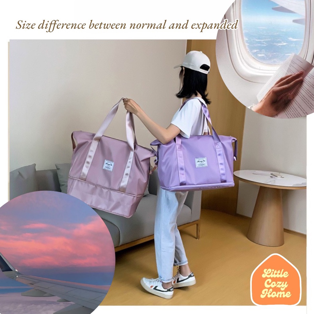 Expandable Duffel Travel Bag / Korean Tas Hand Carry Travelling Lipat Jalan Jumbo / Tas Fitness Travel Besar Anti Air / Portable Gym Bag