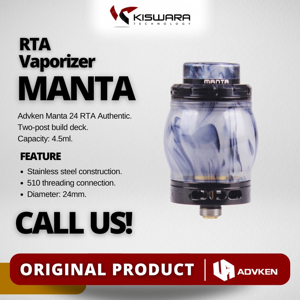 Advken Manta 24 RTA Atomizer - RESIN BLACK [Authentic] KiswaraBandung