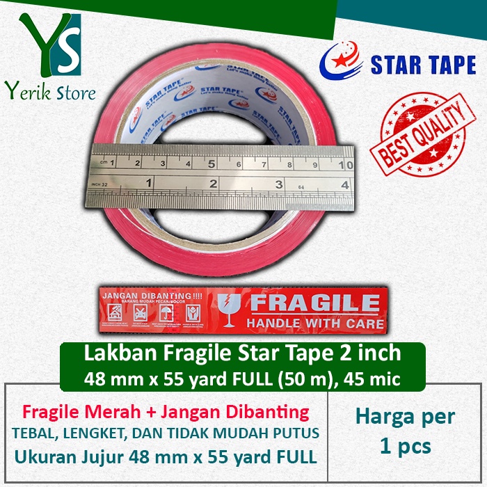 

Lakban Fragile Merah 2 inch x 55 yard FULL (48 mm x 50 m) JANGAN DIBANTING PLAKBAN ISOLASI SELOTIP PREMIUM MURAH TERMURAH