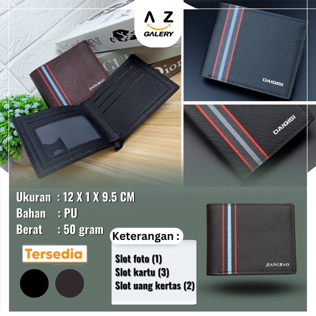 Dompet Lipat Pria Polos Kasual Import Men Wallet Kulit PU Dompet Cowok Kekinian Azgalery D94