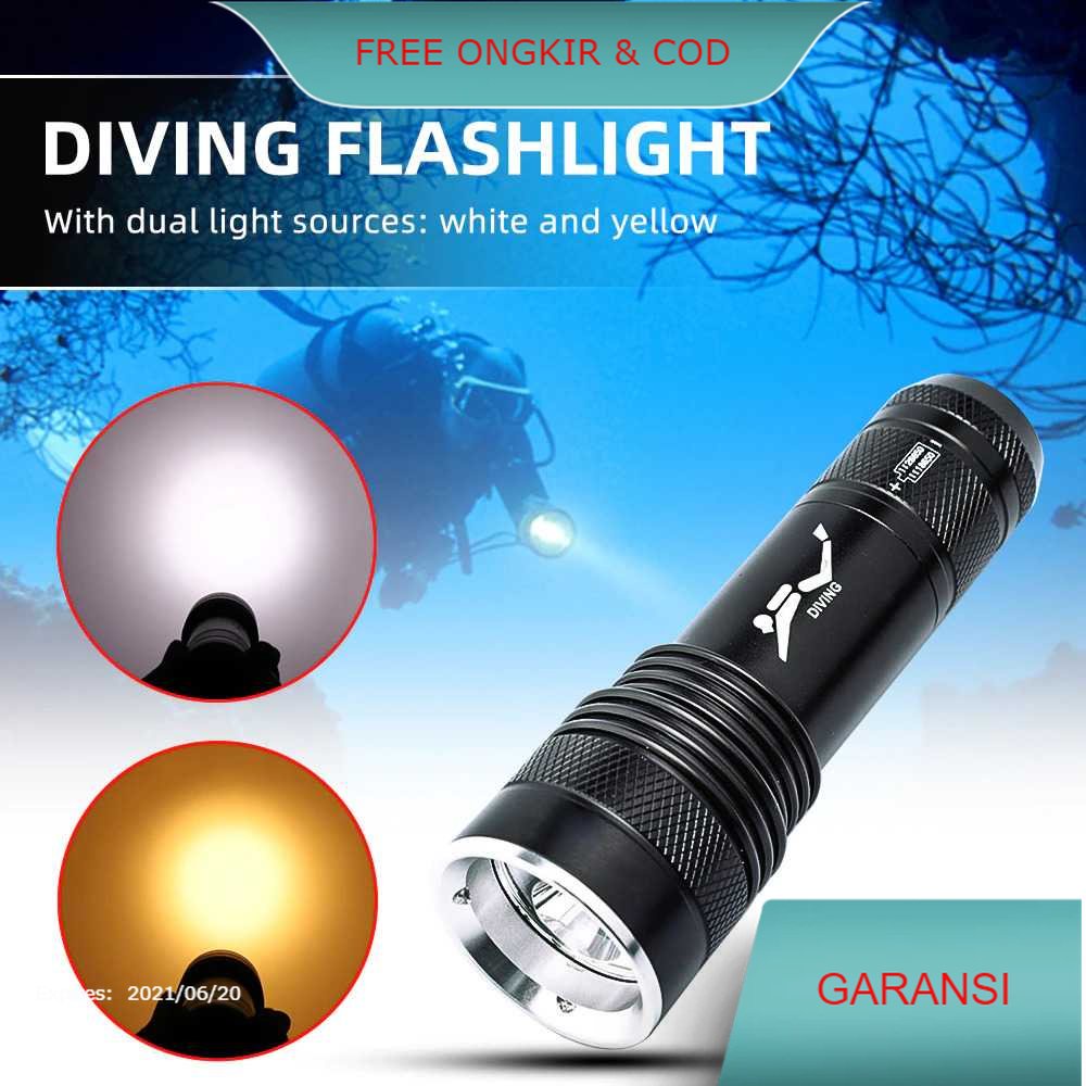 Senter LED Diving Waterproof Warm dan Cool White T6 - G301