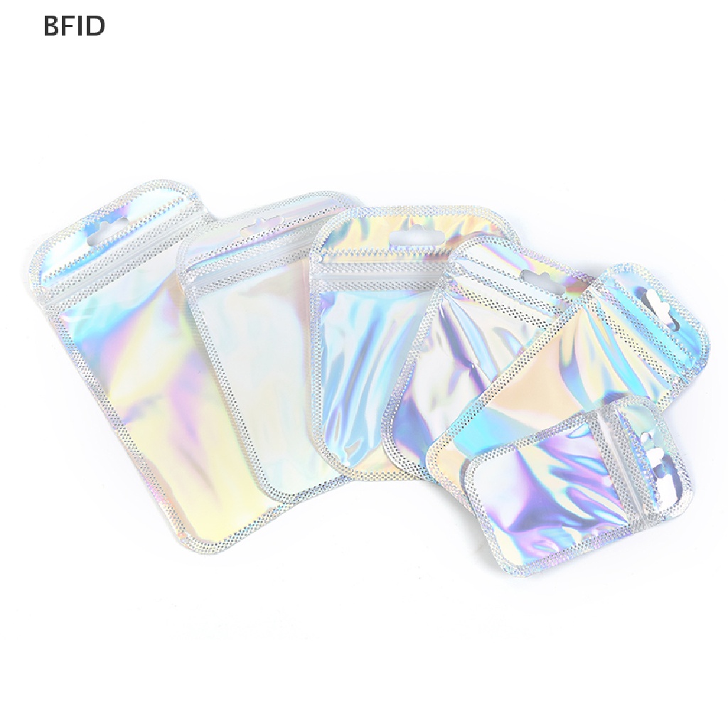 [BFID] 50pcs Laser Aluminium Foil Mylar Zip Lock Bags Reclosable Candy Pouch Packaging [ID]