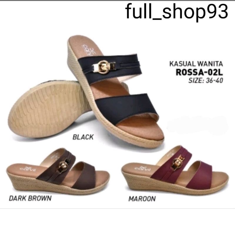 CARVIL ROSSA 02 #TERBARU SANDAL WEDGES WANITA 100% ORI