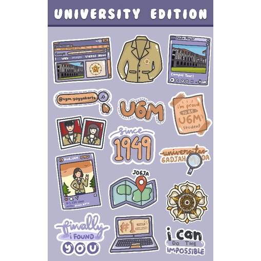[15 PCS] STIKER UGM LUCU MURAH KERTAS GLOSSY