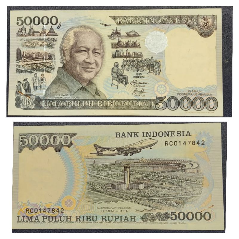 Uang Kuno Indonesia 50rb soeharto suharto 1995 Kondisi UNC-AUNC MULUS BAGUS Original 100%