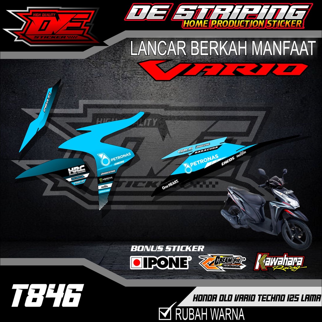 Striping Stiker Motor Vario Techno 125 Old Semifull Keren Motif Petronas T846