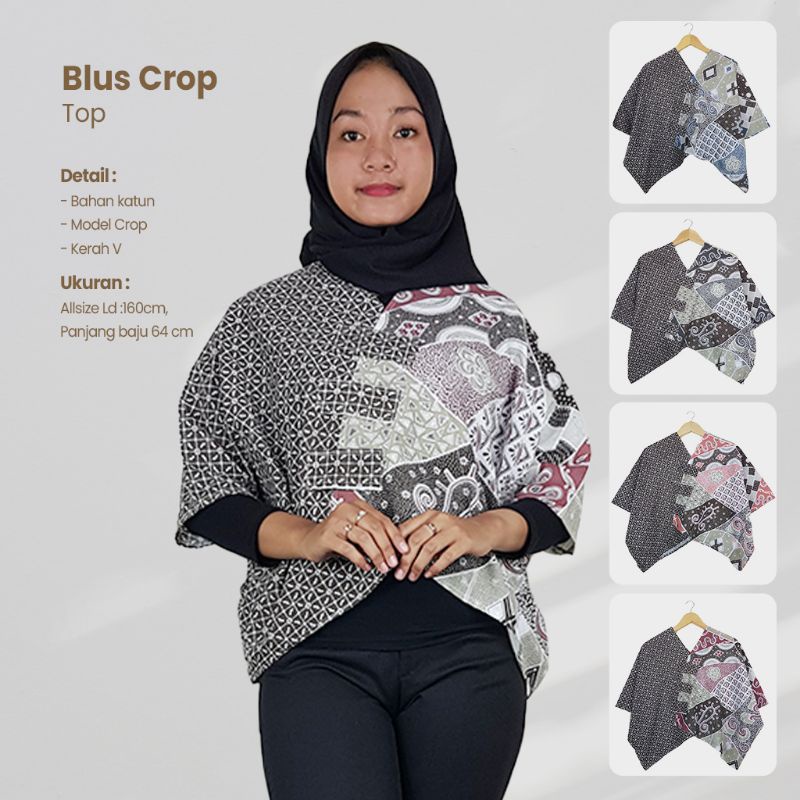 Blus Crop Top Batik Motif Kombinasi - Naira Batik