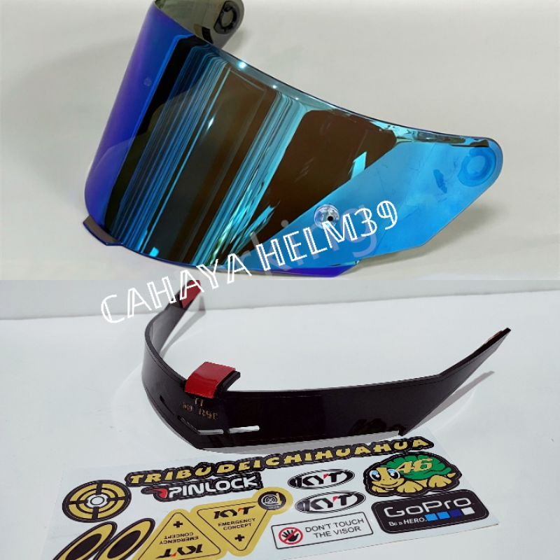 Jual Paket Flat Visor Helm Kyt Tt Course Iridium Silver Spoiler Ttc Gratis Stiker Visor