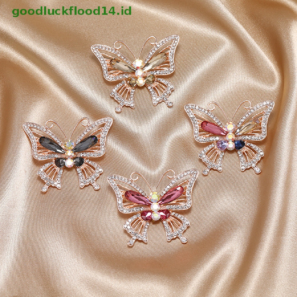 [GOOGFOUR] 1 Pcs Butterfly Berlian Imitasi Bros Enamel Kerah Pin Serangga Perhiasan Bros [TOP]