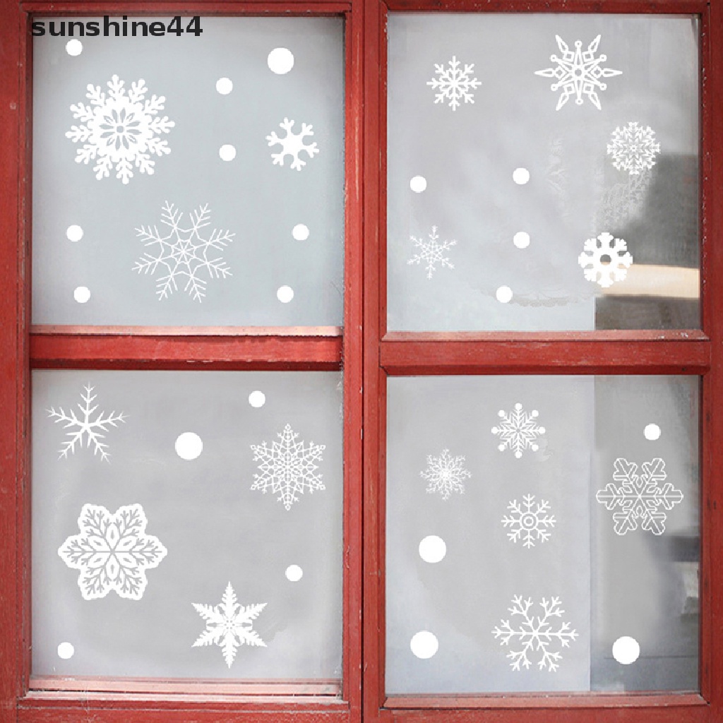 Sunshine Christmas 37pcs Glitter Snowflake Clings Kaca Film Stiker Kaca Statis Decal.