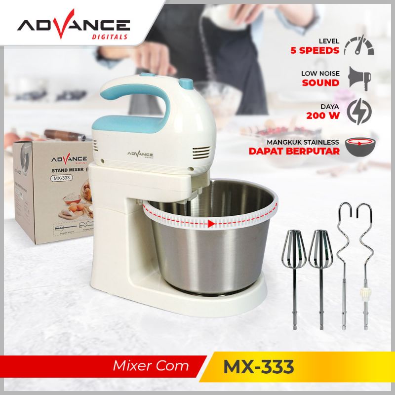 Advance Mixer Com 2 Liter Mangkok Stainless Putar MX-333