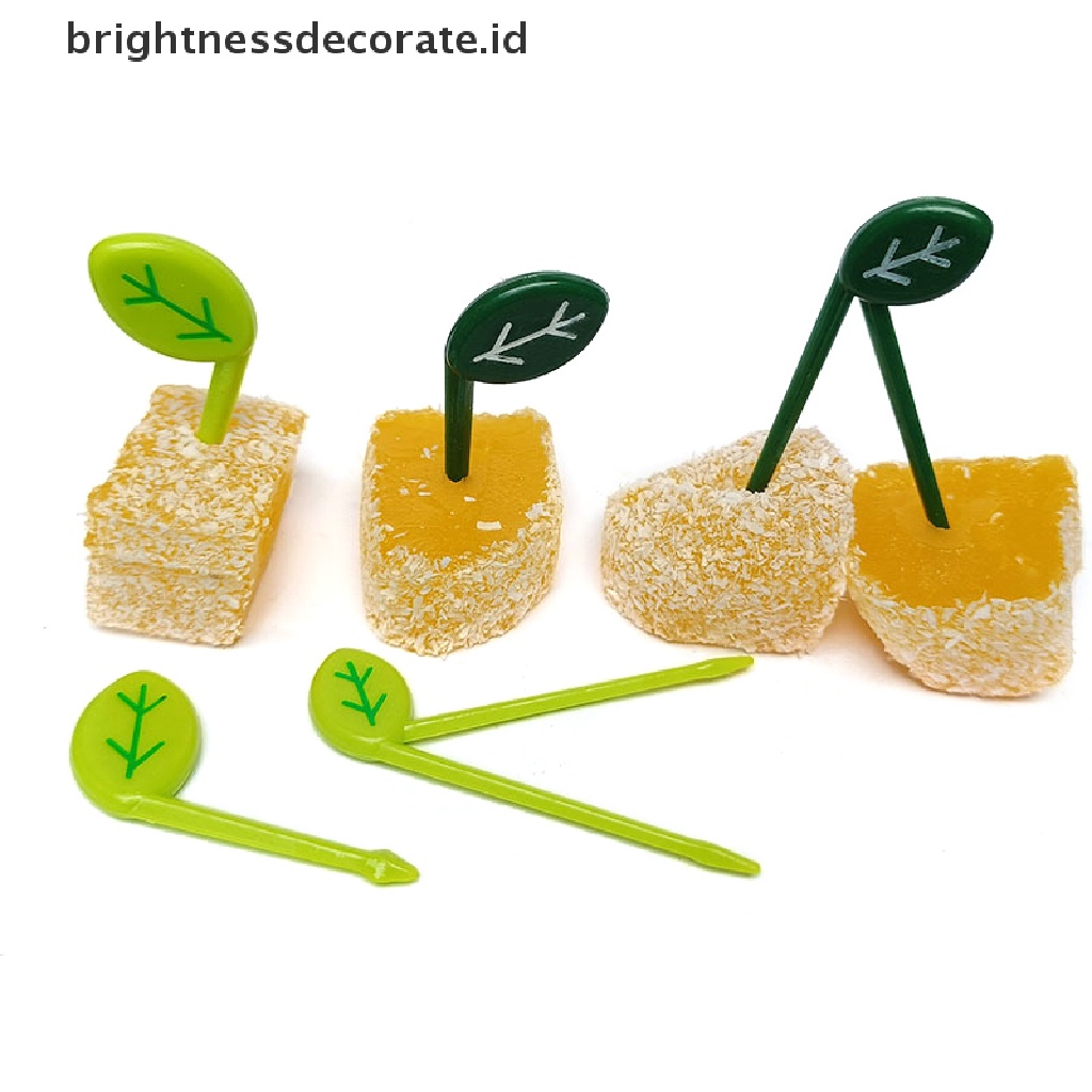 [Birth] 10pcs/set Daun Buah Garpu Picks Anak Snack Dessert Dekorasi Garpu Tusuk Gigi [ID]