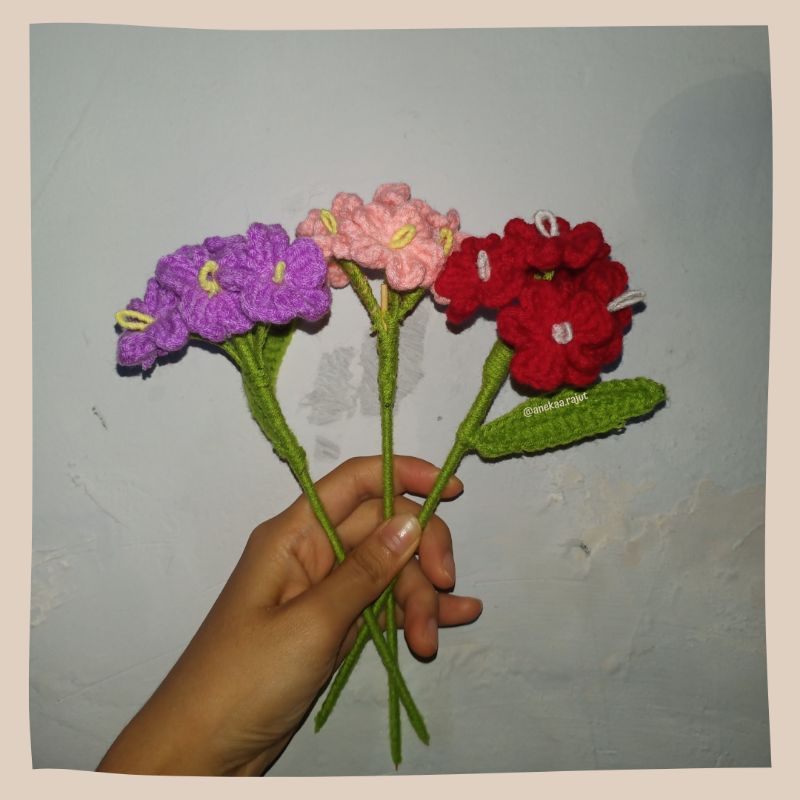 Bunga Forget Me Not Rajut / Forget Me Not Crochet / Buket Bunga Forget Me Not Rajut / Forget Me Not 
