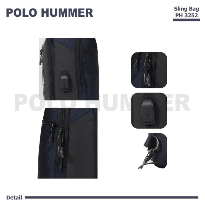 [KLIKTAS] Tas slempang Pria impor Polo Hummer - PH 3252- sling bag USB