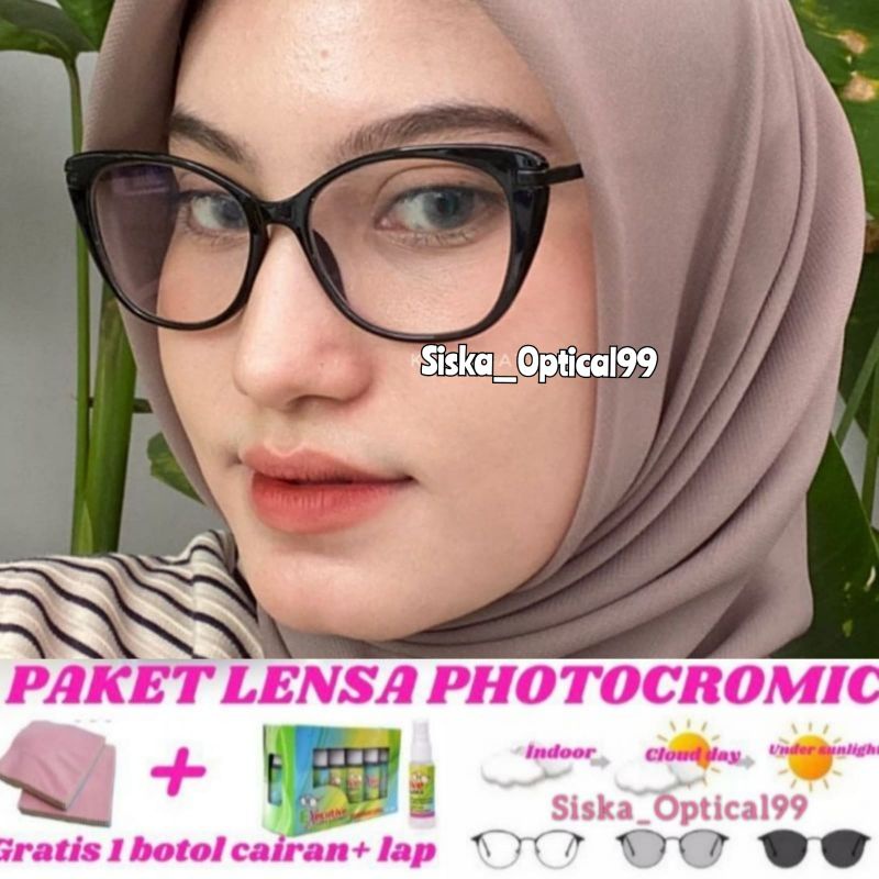Frame Kacamata Minus Photocromic | Kacamata Antiradiasi | Kacamata Fashion (Paket Frame+Lensa) Kacam
