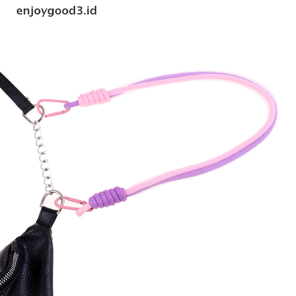 [Rready Stock] Two-tone Buckle Fluorescent Mesh Lanyard Bag Keychain Braided Rope Tali Tas (ID)