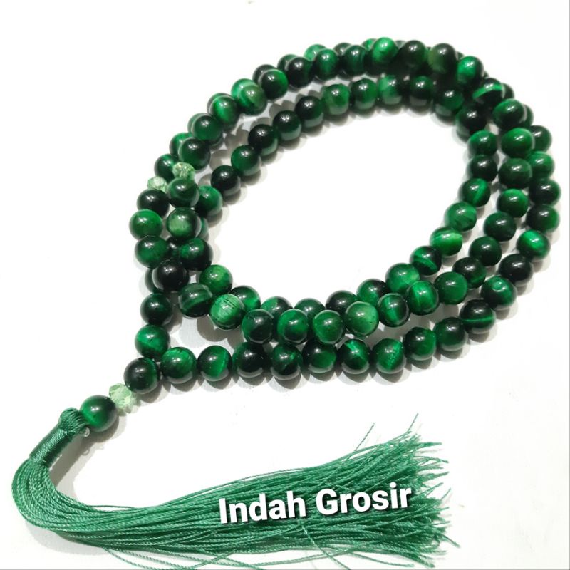 TASBIH BATU GREEN TIGER KET EYE 8MM 99BUTIR