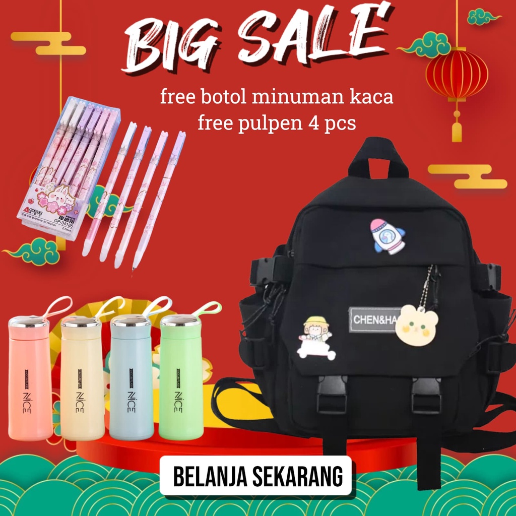 Tas Ransel Backpack Gendong Branded Batam Multifungsi Pria Wanita Cewek Remaja Dewasa Kanvas Sekolah SMA SD Fashion