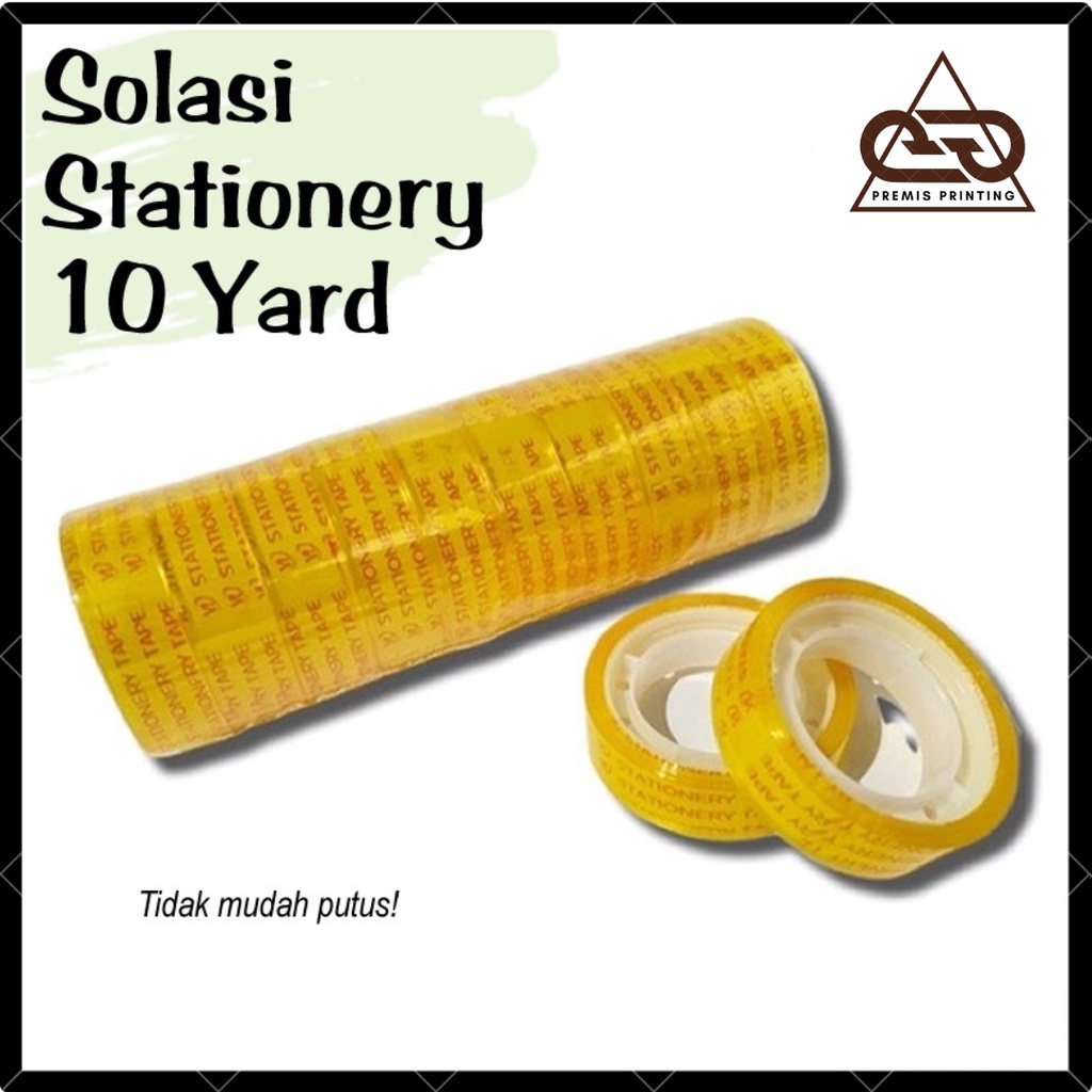 

Solasi Stationery 10 Yard (1pcs) / Selotip Isolasi Solatip Stationary Bening Kecil 1 Inch