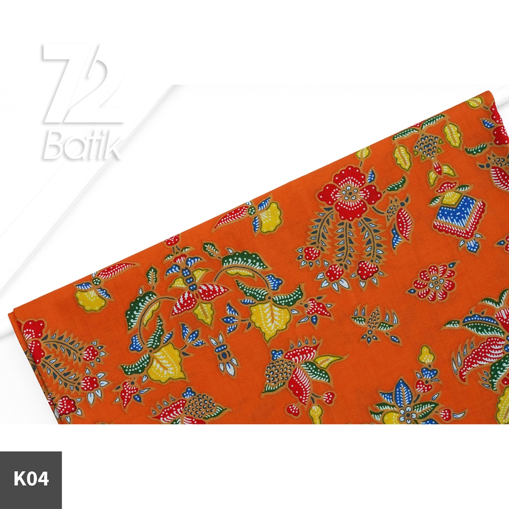 KAIN BATIK PREMIUM Bahan Katun Motif Kembang Timbangan Orange 722755 Cap 72 Jarik Jarit Samping Kebat Panjang Batik Katun Modern Premium Bahan Seragam Batik Pernikahan Kantor Keluarga Murah Kamen Jadi Batik Bali Lembaran