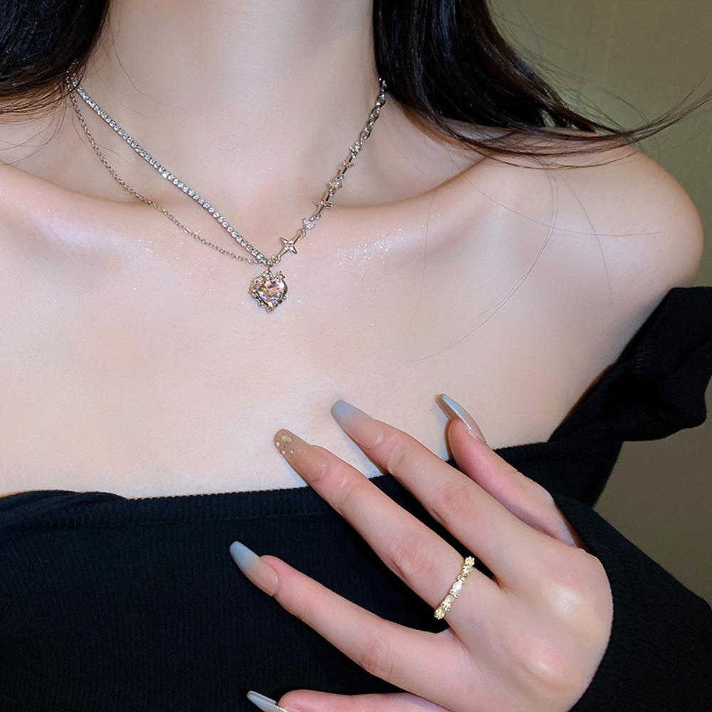 Mxbeauty Wanita Kalung Hadiah Ulang Tahun Bintang Menawan Perhiasan Pernikahan Manis Choker Kristal Klavikula Rantai