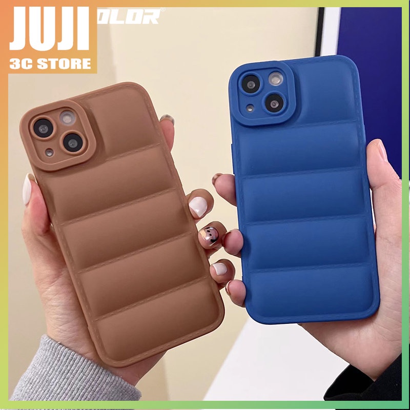 IPHONE The Puffer Luxury Down Jacket Phone Case Untuk Iphone13 12 11 Pro X XR XS Max Lembut Warna Solid Silikon Cover Case